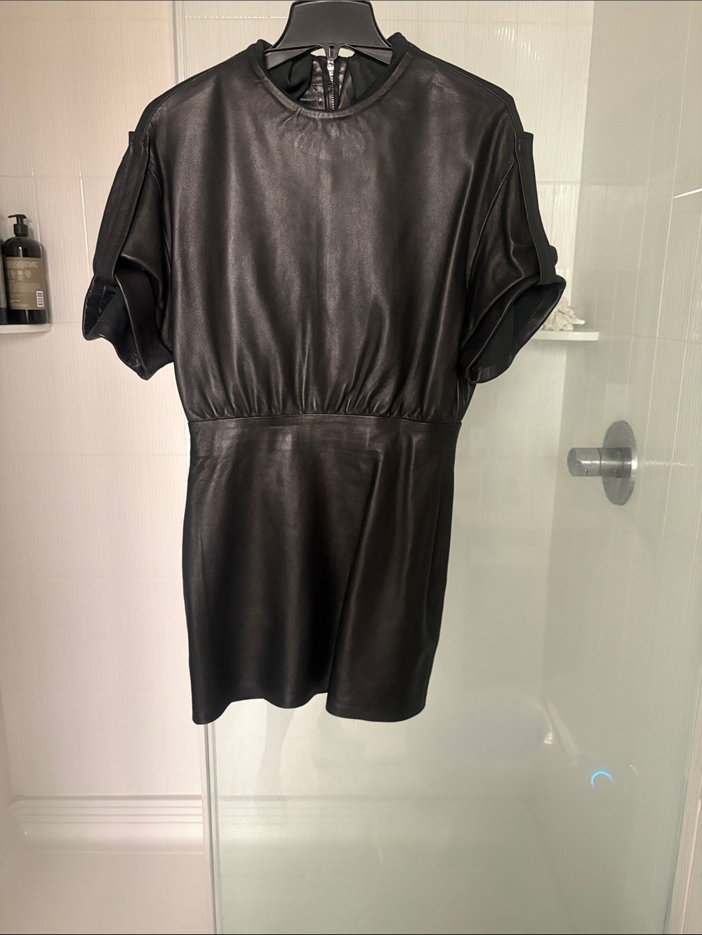 Zara Black genuine Leather Mini Dress